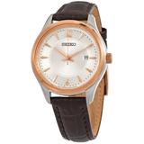 Noble Quartz Silver Dial Brown Leather Watch