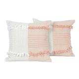 Delhi Sophistication in Peach,'Fringed Cotton Cushion Covers from India (Pair)'