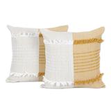 Delhi Sophistication in Honey,'Amber and Ivory Cotton Cushion Covers (Pair)'
