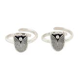 Tulip Glory,'Sterling Silver Tulip-Motif Toes Rings from India (Pair)'