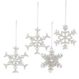 Silvery Snowflakes,'Handmade Christmas Ornaments from India (Set of 4)'