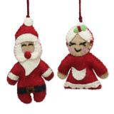Mr and Mrs Santa,'Wool Felt Mr and Mrs Santa Claus Holiday Ornaments (Pair)'