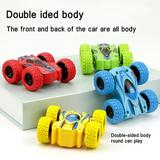 Set of 4 Double-sided Stunt Flip Inertia Car Friction Powered Car Toys Push and Go Toy Cars for Toddlers Powered Pull Back Toys Vehicle 360 Rotation Gifts for 3 4 5 6 7 8 Year Old Boy and Girl
