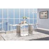 Magic Home Cyrene 39" Dining Table Glass/Metal in Gray, Size 30.0 H x 79.0 W x 39.0 D in | Wayfair 62075