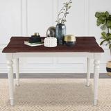 Rosalind Wheeler Akber Simple Retro Rectangle Dining Table w/ Solid Rubber Wood Legs Wood in Brown/White, Size 30.0 H x 47.2 W x 27.6 D in | Wayfair