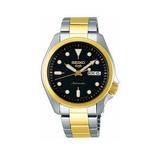 Seiko Sport Black Date Dial Stainless Steel & Gold Tone Bracelet Watch, Gold, Men