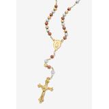 Plus Size Women's Tri Tone Goldtone Beaded Rosary Style Necklace (5Mm), 20 Inches Jewelry by PalmBeach Jewelry in White