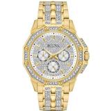 Bulova Crystal Silver Dial Yellow Gold Tone Stainless Steel Men's Watch 98C126 98C126