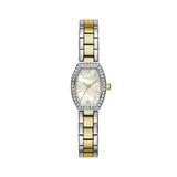 Ladies' Caravelle by Bulova Crystal Accent Two-Tone Watch with Tonneau Mother-of-Pearl Dial (Model: 45L168)