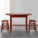 Latitude Run® 3 Piece Breakfast Table Set w/ Double Drop Leaf & Wooden Seating, Walnut Wood in Brown, Size 34.0 H in | Wayfair