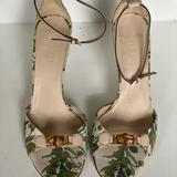 Gucci Shoes | Gucci Stiletto Sandals, Size 5.5 (Fits More Like A 6), Never Worn. | Color: Cream/Green | Size: 5.5