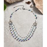 My Gems Rock! Women's Necklaces Gray - Apatite & Lapis Lazuli Three-Strand Beaded Necklace