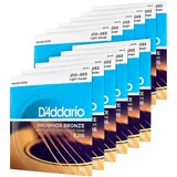 D'addario Ej16-12P Phosphor Bronze Light Acoustic Guitar Strings (12-Pack)