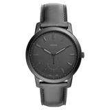 Fossil Minimalist Leather Strap Watch, 44mm in Black/Black/Black at Nordstrom