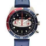 Bulova 98a253 Men's 40.5mm Stainless Steel/ Rubber Red/ Blue Watch W/