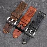 Handmade skull leather Watchband X-MEN Soldier Top Layer Leather Strap 20 22 24MM Compatible For