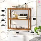 Rebrilliant Johniesha 24" W x 21" H x 6" D Solid Wood Wall Mounted Bathroom Shelves Solid Wood in Brown, Size 21.0 H x 24.0 W x 6.0 D in | Wayfair