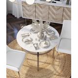 Furniture of America Dining Sets White - White Marble Fox Point Contemporary Three-Piece Dining Table Set