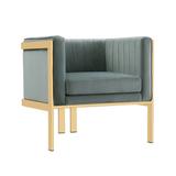 AC053-GY Paramount Warm Grey & Polished Brass Velvet Accent Armchair, 28.35 x 31.5 x 27.56 in.