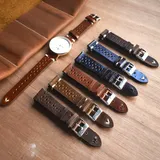 Retro Genuine Leather Watchband 18mm 20mm 22mm 24mm Calfskin Watch Straps Porous Breathable Handmade Stitching for Men