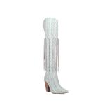 Women's Kitty Kat Knee High Fringe Boot by Dingo in Turquoise (Size 9 1/2 M)