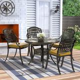 Meetwarm 5 Piece Patio Dining Set, Outdoor All-Weather Cast Aluminum Dining Table Set, Patio Furniture Set For Backyard, Size 35.4 W x 35.4 D in