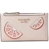 Tini Embellished Saffiano Leather Small Slim Bifold Wallet - Pink - Kate Spade Wallets