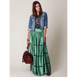 Free People Skirts | Free People Green Satin Maxi Skirt | Color: Green | Size: S