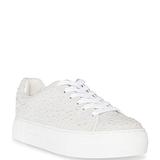 "Blue by Betsey Johnson Sidny Bridal Faux Pearl Embellished Platform Lace-Up Sneakers - 7.5M"