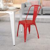 Williston Forge Anzovin Metal Slat Back Stacking Side Chair Metal in Red, Size 33.0 H x 18.0 W x 20.0 D in | Wayfair