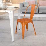 Williston Forge Anzovin Metal Slat Back Stacking Side Chair Metal in Orange, Size 33.0 H x 18.0 W x 20.0 D in | Wayfair