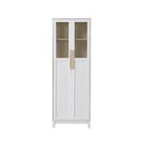 Everly Quinn Mesh Door Bar Cabinet Wood in White, Size 70.86 H x 15.75 D in | Wayfair C5D6166055DD4A8CABB1BA1D12193576