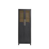 Everly Quinn Roshundra Mesh Door Bar Cabinet Wood in Black, Size 70.86 H x 15.75 D in | Wayfair 6E06B8906E6C4EB6BAF74E650E6E4C4D