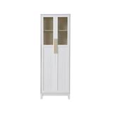 Everly Quinn Roshundra Mesh Door Bar Cabinet Wood in White, Size 70.86 H x 15.75 D in | Wayfair C5D6166055DD4A8CABB1BA1D12193576