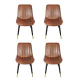Everly Quinn Side Chair in Brown Faux Leather/Upholstered in Black/Brown, Size 32.99 H x 20.05 W x 24.4 D in | Wayfair