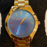 Michael Kors Accessories | Michael Kors Slim Runway Women's Men's Watch | Color: Blue/Gold | Size: Os