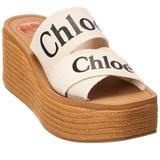 Woody Canvas Wedge Sandal - White - Chloé Heels