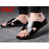 Genuine Calf Leather men sandals male Summer Slippers Cool male Beach shoes comfy Sandals sports