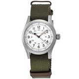 Hamilton Khaki Field Mechanical White Dial Green Fabric Strap Men's Watch H69439411 H69439411