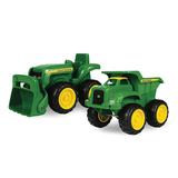 John Deere 15cm Kids Sandbox Vehicle Play/Toys/2y+ Tractor w/ Dump Truck Green