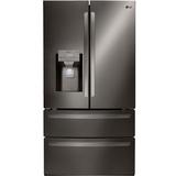 LG LMXS28626 36 Inch Wide 28 Cu. Ft. Energy Star Rated Refrigerator with SmartThinQ Technology Black Stainless Steel Refrigeration Appliances Full
