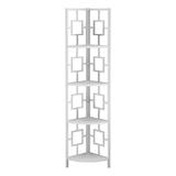 Monarch Specialties White Metal 4-Shelf Corner Bookcase (17.5-in W x 61.5-in H x 12.25-in D) | I 3613