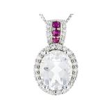 White Crystal Quartz Rhodium Over Sterling Silver Pendant with Chain 4.38ctw