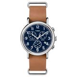 Timex Weekender Slip Thru Leather Strap Chronograph Watch - Tan/Blue TW2P62300JT