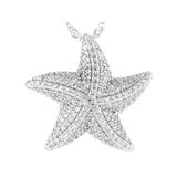White Cubic Zirconia Rhodium Over Sterling Silver Starfish Pendant With Chain 1.80ctw