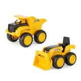 John Deere Sandbox 6 Construction Vehicle 2 Pack Dump Truck & Tractor with Loader Yellow