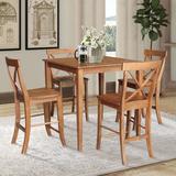 Rosecliff Heights Aleana Counter Height Rubberwood Solid Wood Dining Set Wood in Brown, Size 36.0 H in | Wayfair 6A7CC77489B84DFBBAE44924D87BAA11