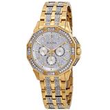 Crystal Silver Dial Yellow Gold-tone Watch