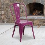 Williston Forge Anzori Metal Slat Back Stacking Side Chair Metal in Indigo, Size 33.5 H x 17.75 W x 20.0 D in | Wayfair