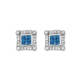 Effy® 1 Ct. T.w. Blue And White Diamond Diversa Earrings In 14K White Gold